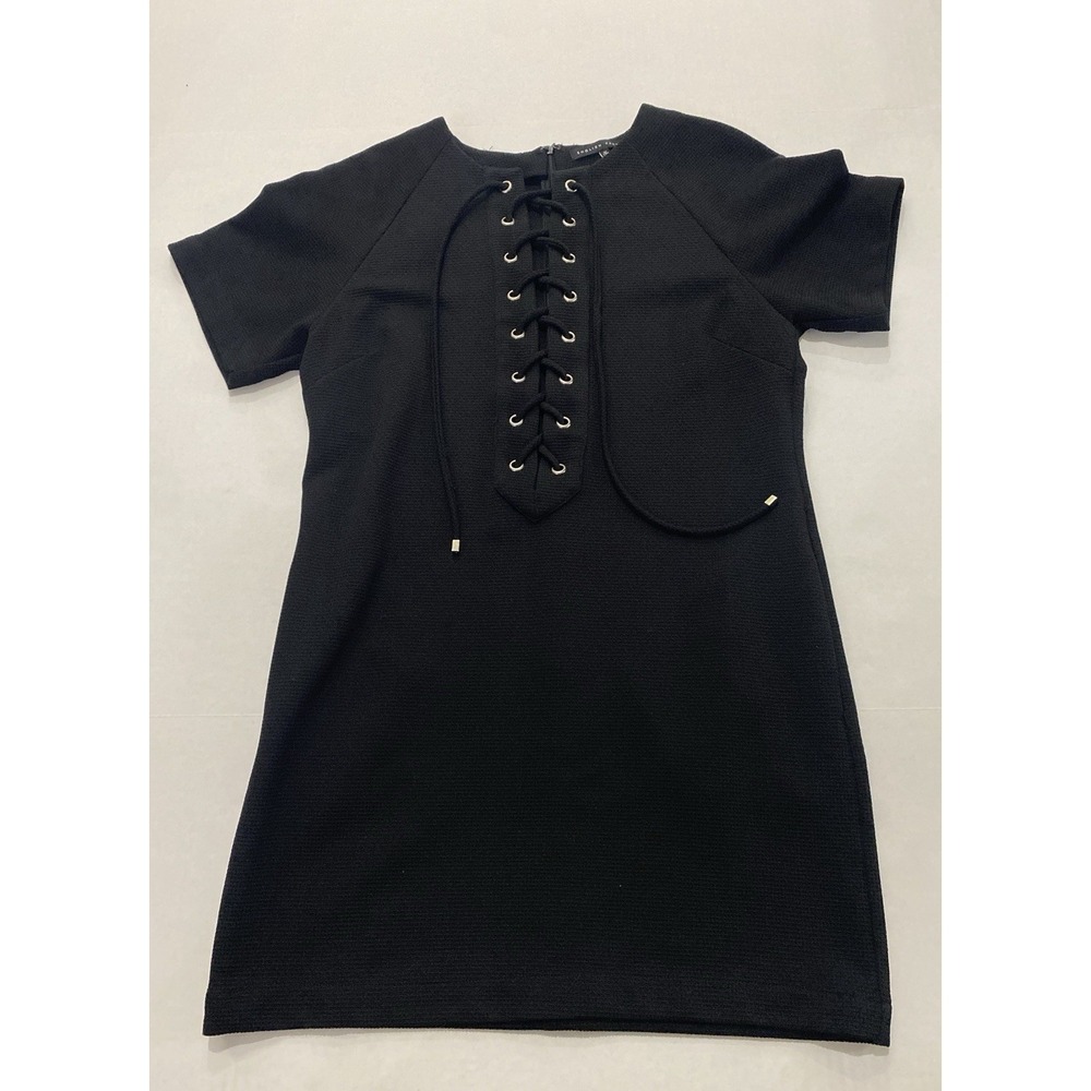 English Factory Black Dress. Laces Front Zip Back. Medium